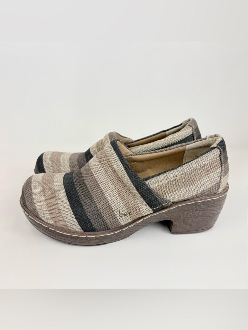 Born BOC Nadiyya Striped Coated Canvas Clogs Women's Size 7.5